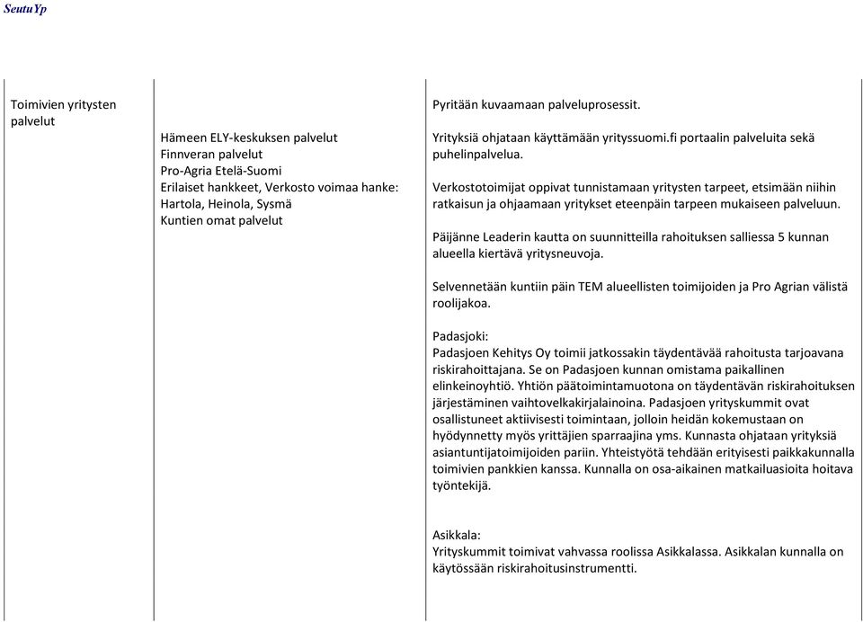 Verkostotoimijat oppivat tunnistamaan yritysten tarpeet, etsimään niihin ratkaisun ja ohjaamaan yritykset eteenpäin tarpeen mukaiseen palveluun.