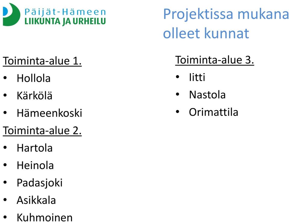 Hollola Kärkölä Hämeenkoski Toiminta-alue 2.
