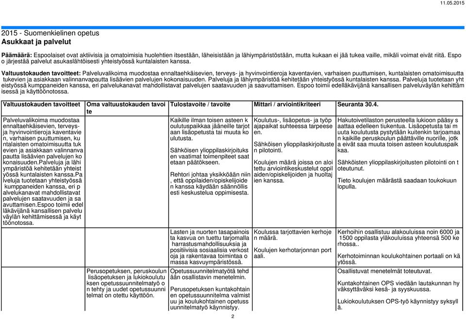 : Palveluvalikoima muodostaa ennaltaehkäisevien, rveys- ja hyvinvointieroja kaventavien, varhaisen puuttumisen, kuntalaisn omatoimisuutta tukevien ja asiakkaan valinnanvapautta lisäävien palvelujen