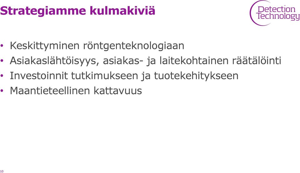 ja laitekohtainen räätälöinti Investoinnit