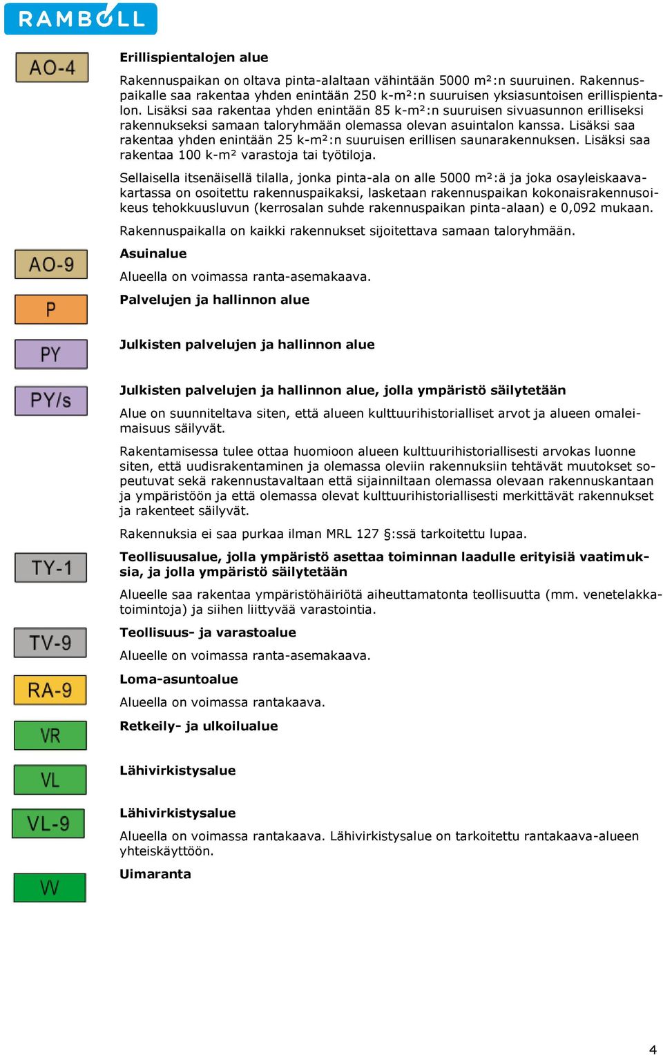 Lisäksi saa rakentaa yhden enintään 25 k-m²:n suuruisen erillisen saunarakennuksen. Lisäksi saa rakentaa 100 k-m² varastoja tai työtiloja.