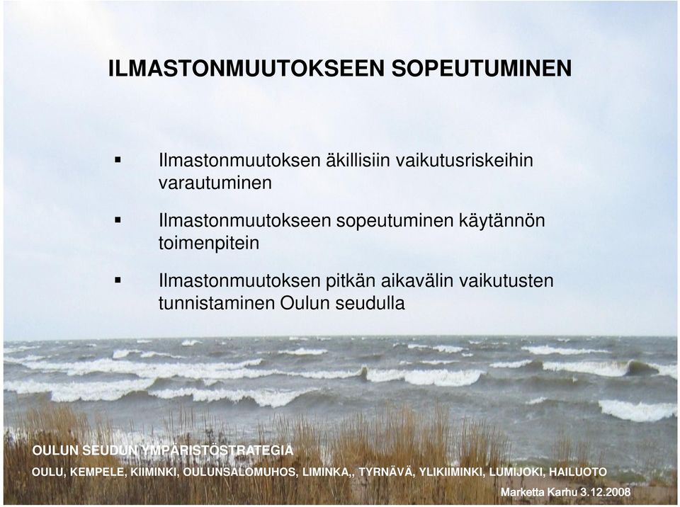 Ilmastonmuutokseen sopeutuminen käytännön toimenpitein