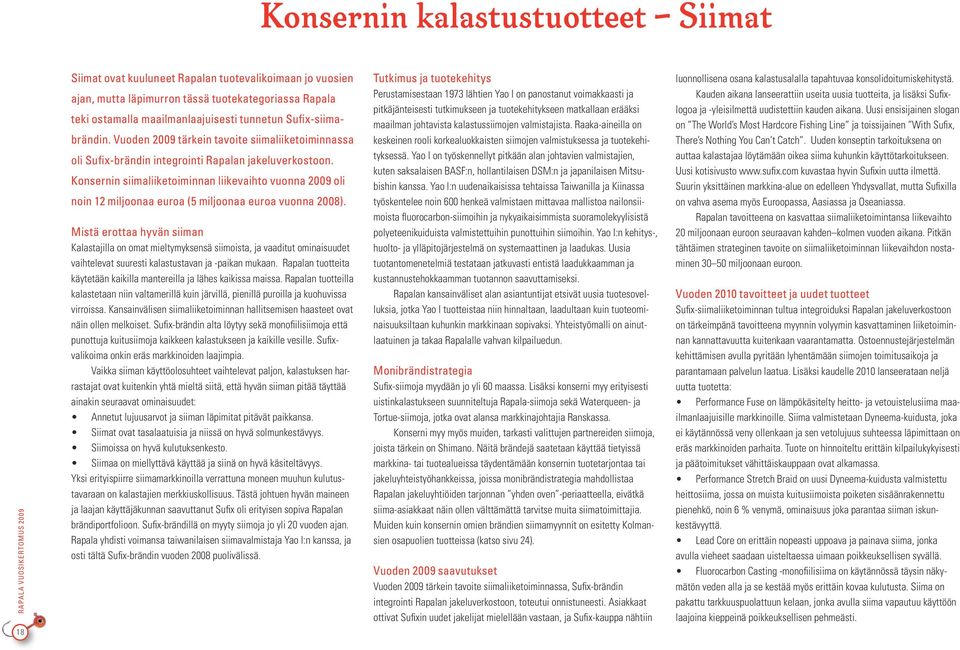 Konsernin siimaliiketoiminnan liikevaihto vuonna 2009 oli noin 12 miljoonaa euroa (5 miljoonaa euroa vuonna 2008).