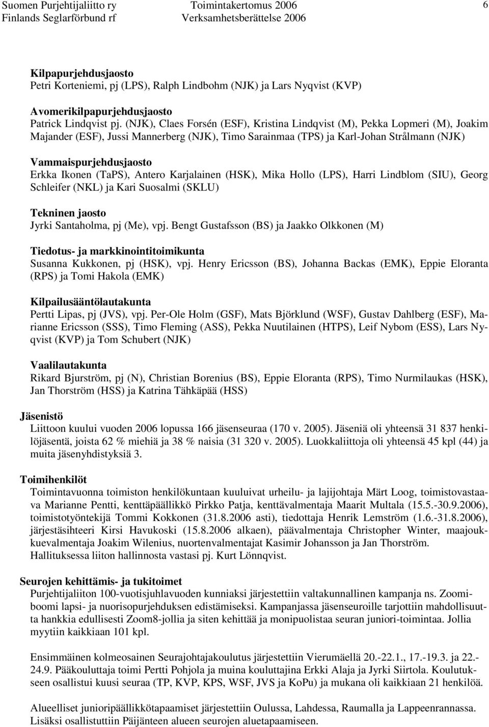 Ikonen (TaPS), Antero Karjalainen (HSK), Mika Hollo (LPS), Harri Lindblom (SIU), Georg Schleifer (NKL) ja Kari Suosalmi (SKLU) Tekninen jaosto Jyrki Santaholma, pj (Me), vpj.