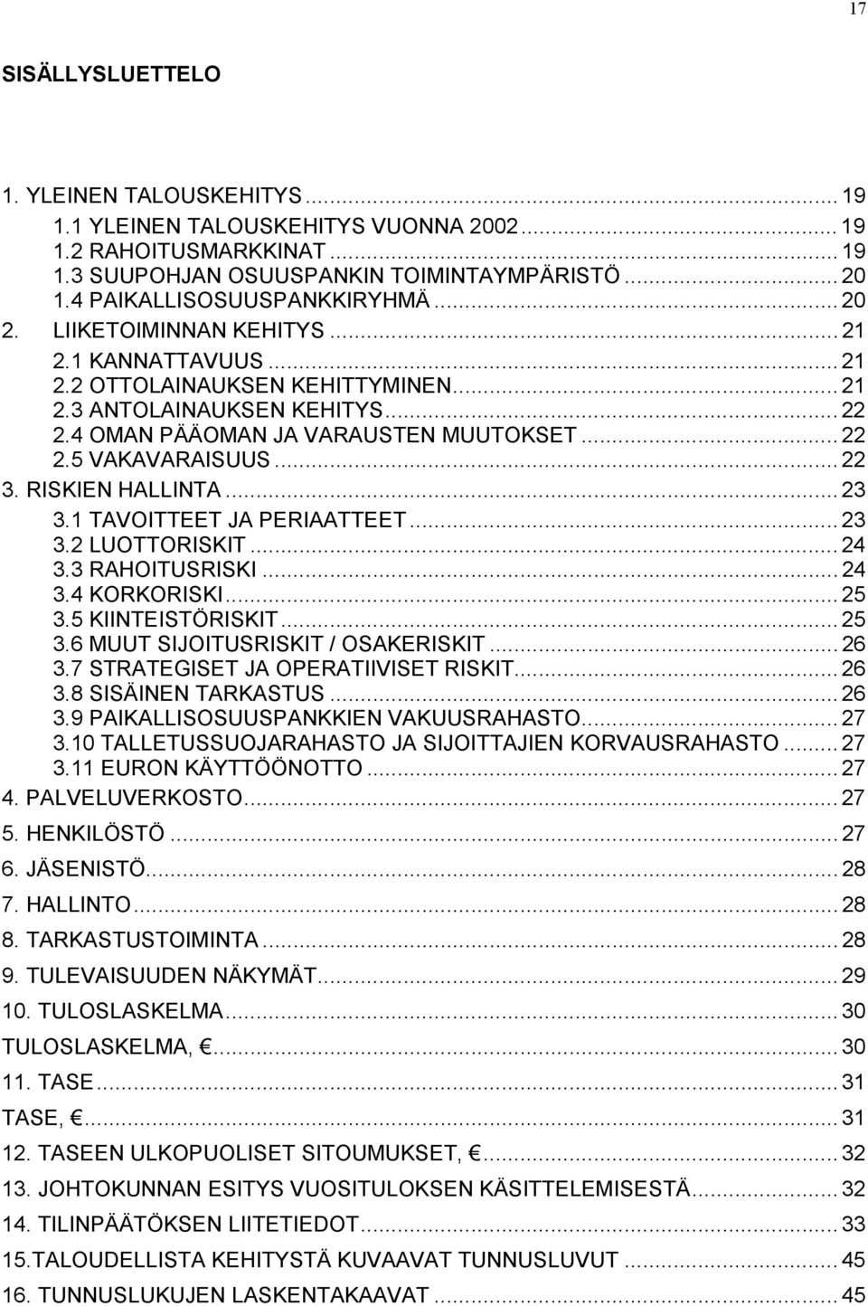 .. 22 2.5 VAKAVARAISUUS... 22 3. RISKIEN HALLINTA... 23 3.1 TAVOITTEET JA PERIAATTEET... 23 3.2 LUOTTORISKIT... 24 3.3 RAHOITUSRISKI... 24 3.4 KORKORISKI... 25 3.5 KIINTEISTÖRISKIT... 25 3.6 MUUT SIJOITUSRISKIT / OSAKERISKIT.