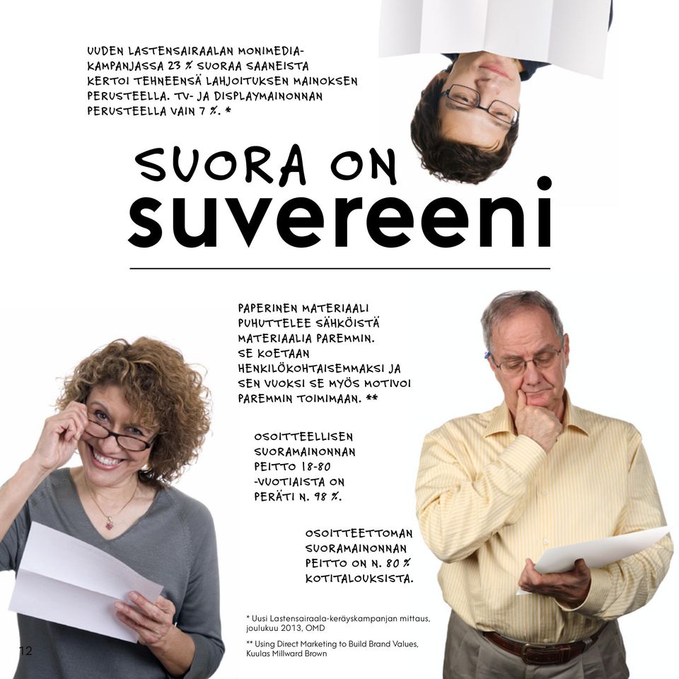 SE KOETAAN HENKILÖKOHTAISEMMAKSI JA SEN VUOKSI SE MYÖS MOTIVOI PAREMMIN TOIMIMAAN. ** OSOITTEELLISEN SUORAMAINONNAN PEITTO 18-80 -VUOTIAISTA ON PERÄTI N.