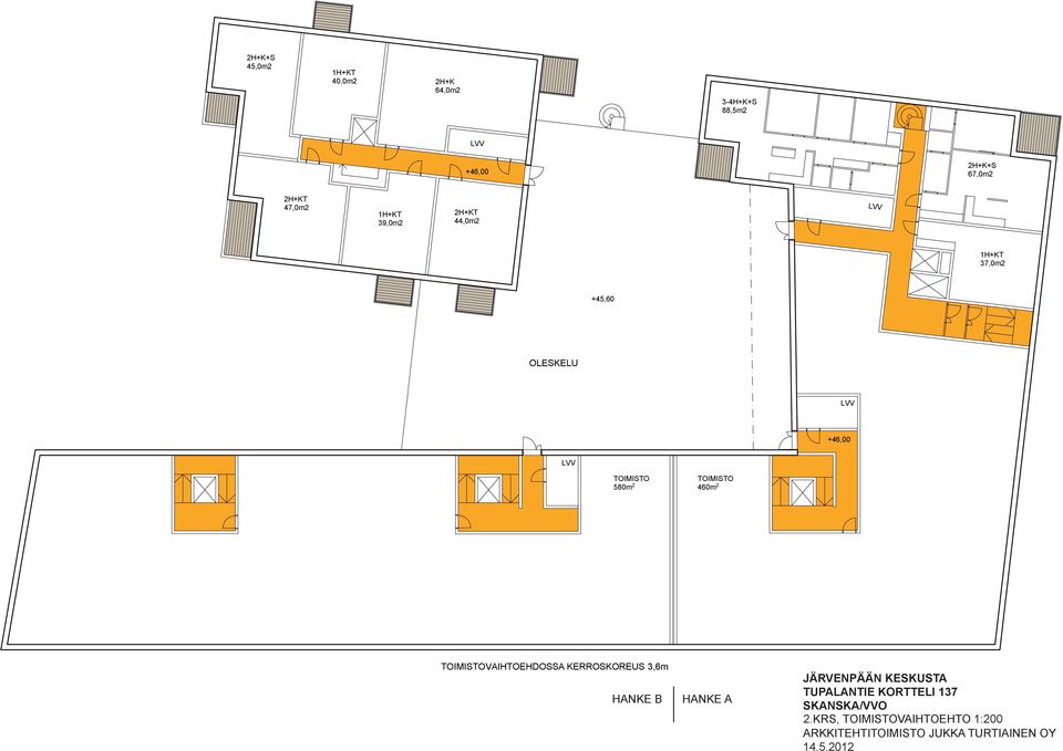 KERROSKOREUS 3,6m TUPALANTIE JÄRVENPÄÄ KORTTELI TUPALANTIE137 VVO/SKANSKA POHJAPRROS 2.KRS 2.