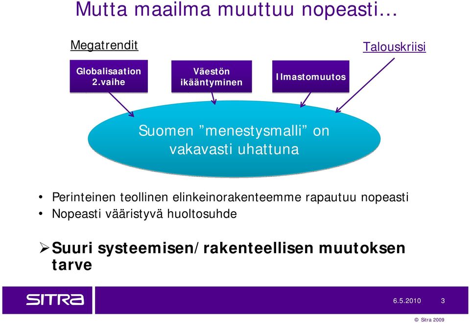 uhattuna Perinteinen teollinen elinkeinorakenteemme rapautuu nopeasti