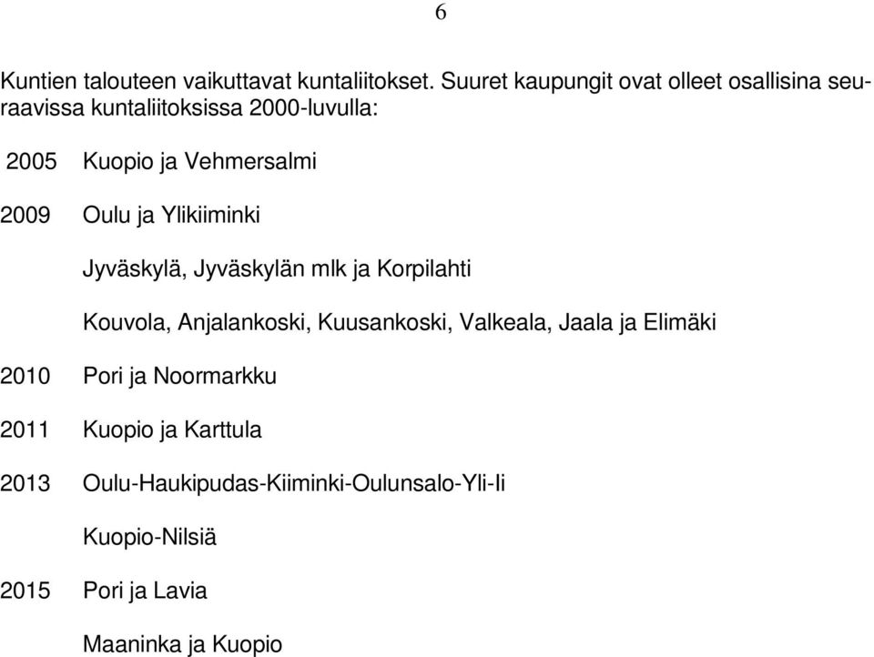 Vehmersalmi 2009 Oulu ja Ylikiiminki Jyväskylä, Jyväskylän mlk ja Korpilahti Kouvola, Anjalankoski,