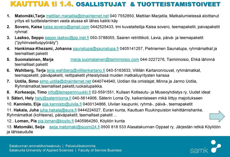 com 0442525433, tmi kuvataiteilija Kaisa sovero, teemapaketit, paivapaketit ryhmat 3. Laakso, Seppo seppo.laakso@pp.inet.