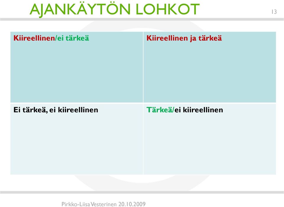 Kiireellinen ja tärkeä Ei