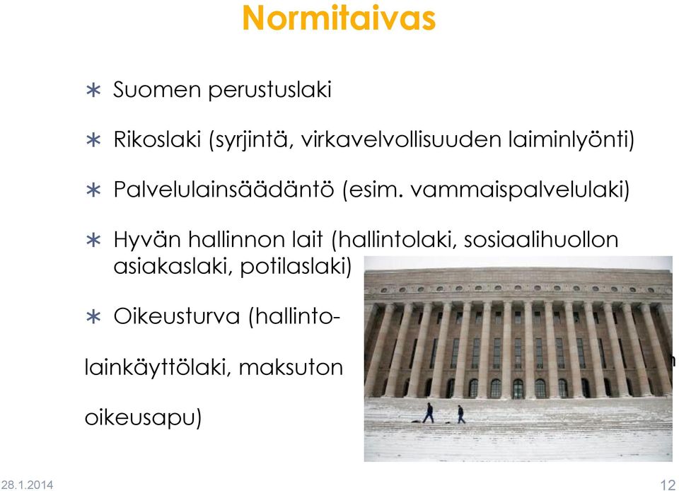 vammaispalvelulaki) Ü Hyvän hallinnon lait (hallintolaki, sosiaalihuollon