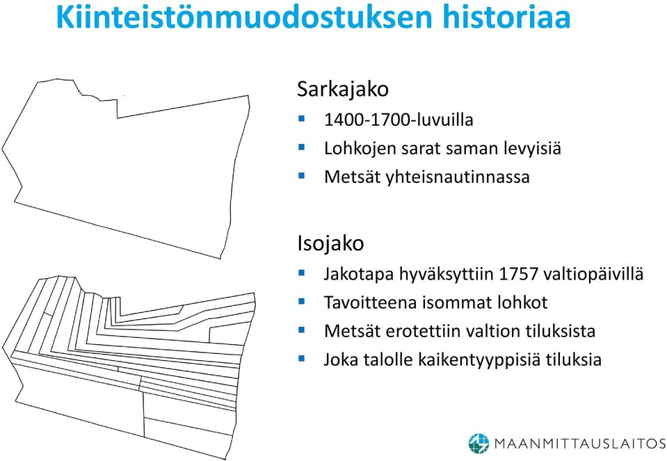 Jakotapa hyväksyttiin 1757 valtiopäivillä Tavoitteena isommat