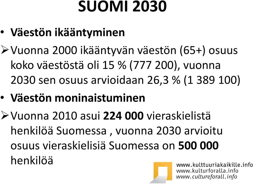 389 100) Väestön moninaistuminen Vuonna 2010 asui 224 000 vieraskielistä