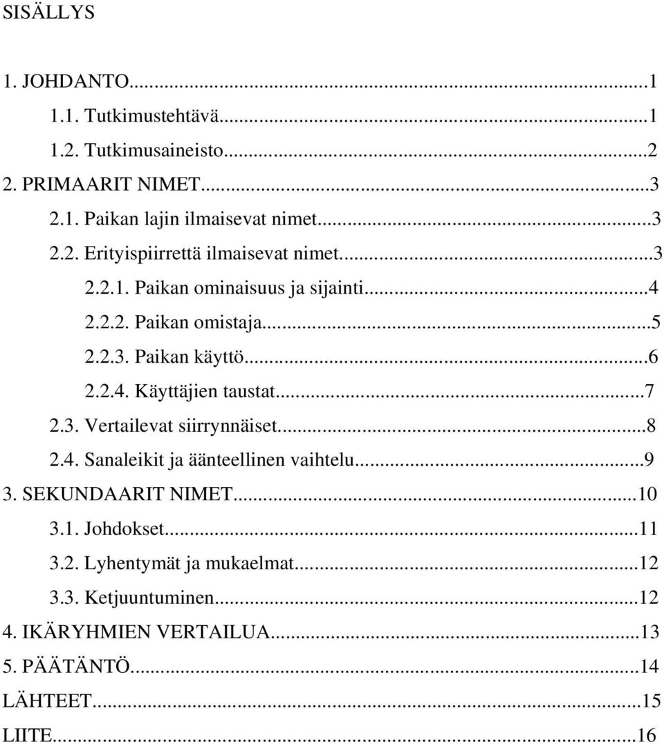 ..8 2.4. Sanaleikit ja äänteellinen vaihtelu...9 3. SEKUNDAARIT NIMET...10 3.1. Johdokset...11 3.2. Lyhentymät ja mukaelmat...12 3.3. Ketjuuntuminen.