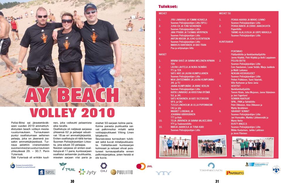 Naisten sarjassa oli eniten osallistujia eli VOLLEY 2010 Turnaukseen pystyi osallistumaan sellainen pelaaja, män joukkuetta, miesten sarjaan viisi pa- 11 paria, kuntosarjaan osallistui seitse- joka