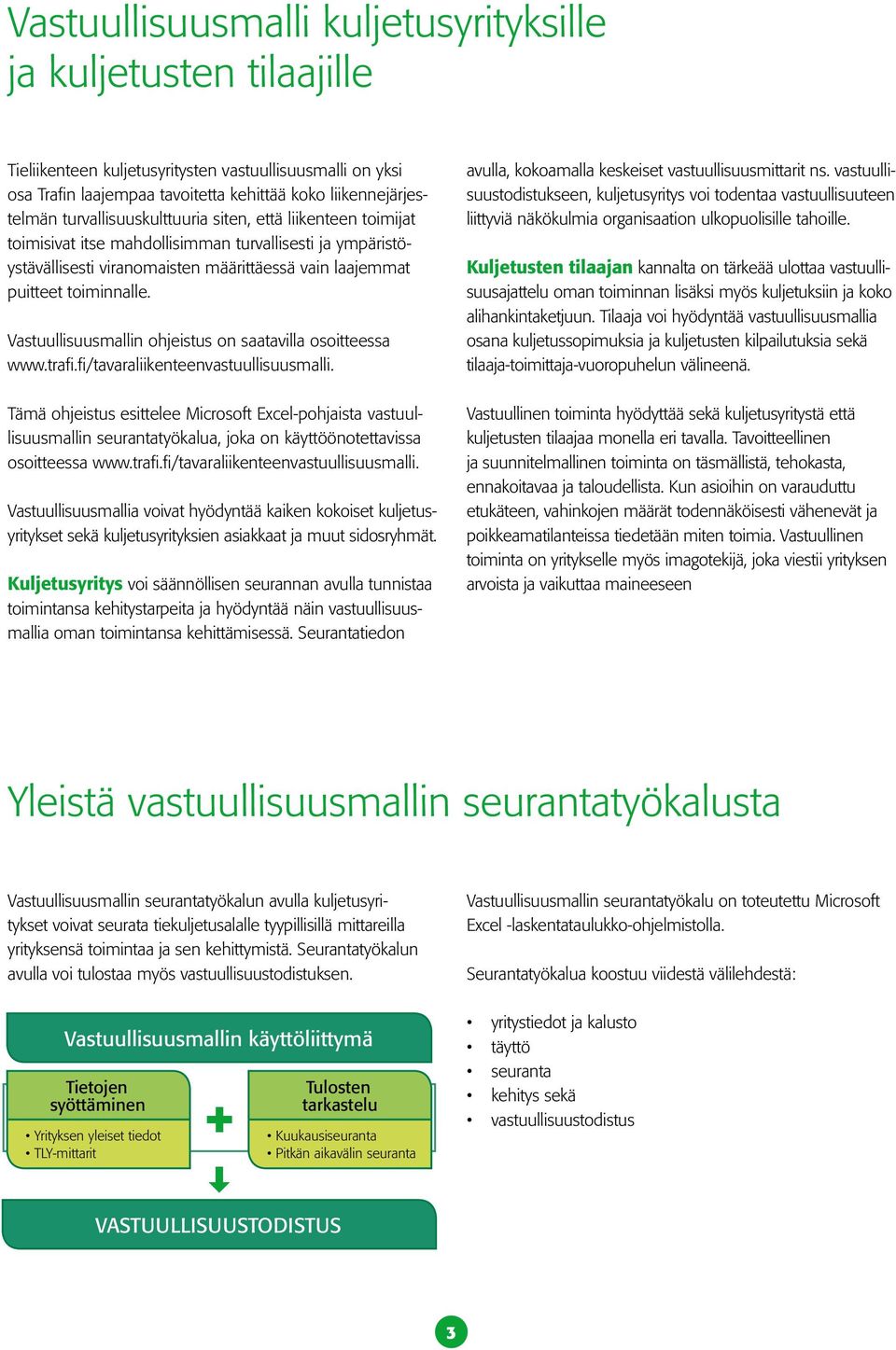 Vastuullisuusmallin ohjeistus on saatavilla osoitteessa www.trafi.fi/tavaraliikenteenvastuullisuusmalli.