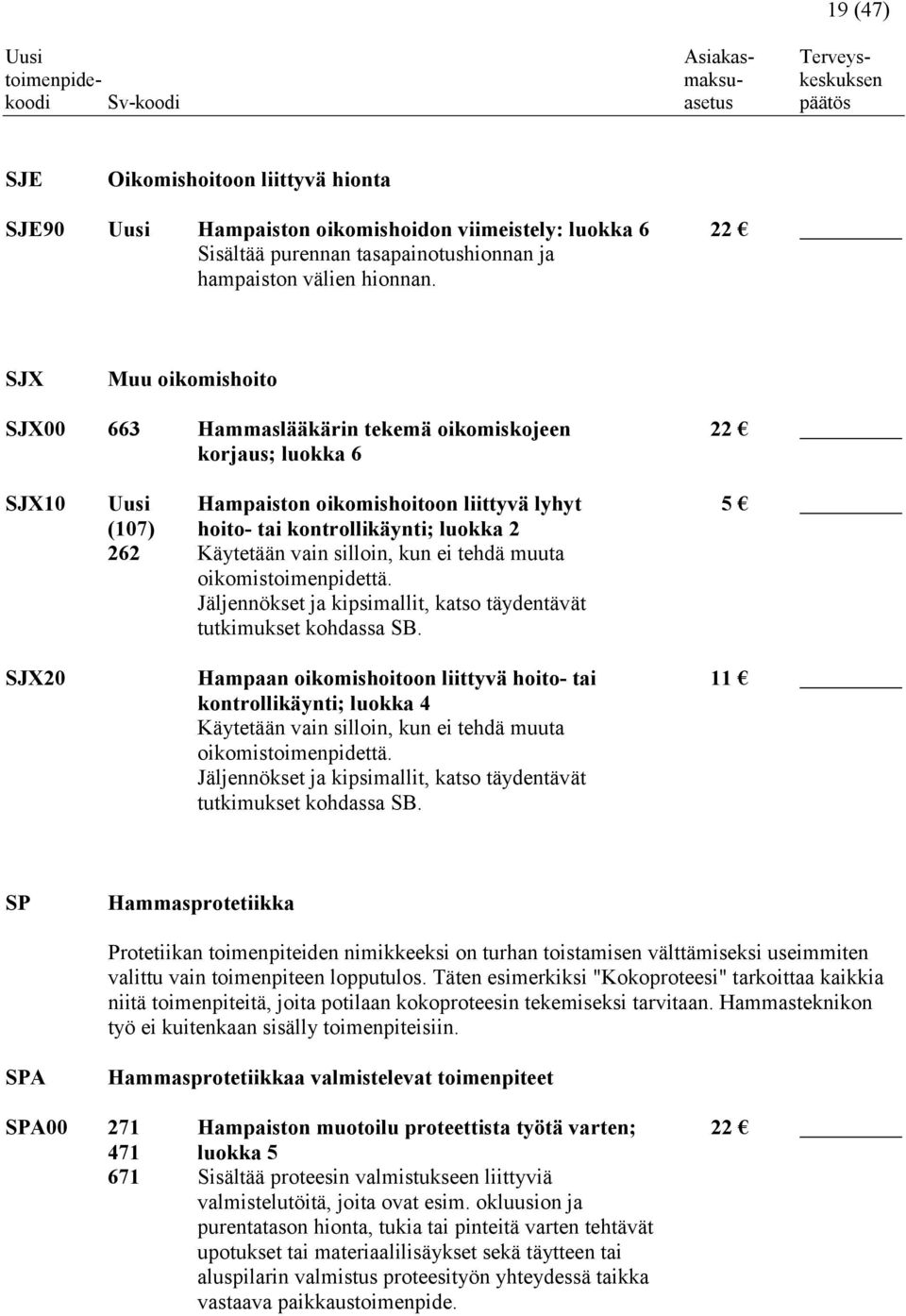 vain silloin, kun ei tehdä muuta oikomistoimenpidettä. Jäljennökset ja kipsimallit, katso täydentävät tutkimukset kohdassa SB.