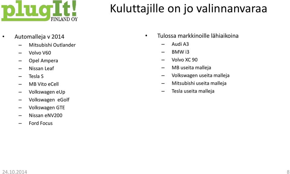 Nissan env200 Ford Focus Tulossa markkinoille lähiaikoina Audi A3 BMW i3 Volvo XC 90 MB