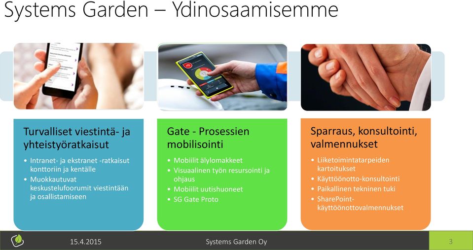 Visuaalinen työn resursointi ja ohjaus Mobiilit uutishuoneet SG Gate Proto Sparraus, konsultointi, valmennukset