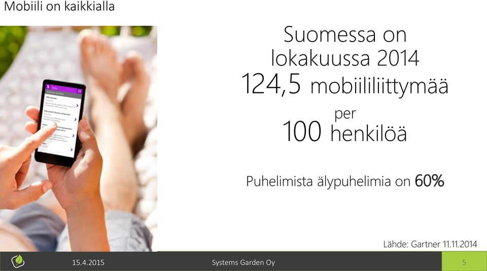 Puhelimista älypuhelimia on 60% Lähde: