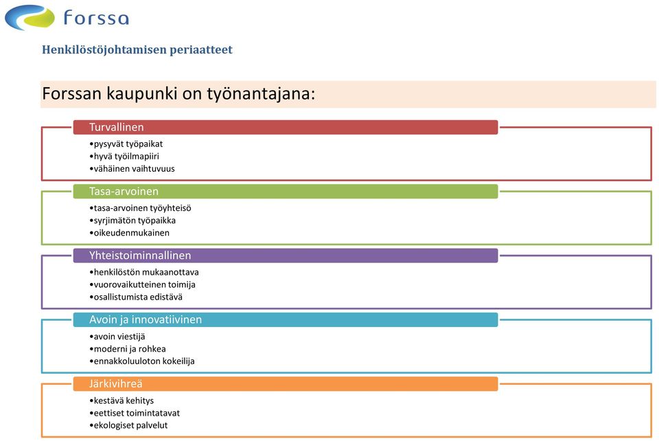 Yhteistoiminnallinen henkilöstön mukaanottava vuorovaikutteinen toimija osallistumista edistävä Avoin ja