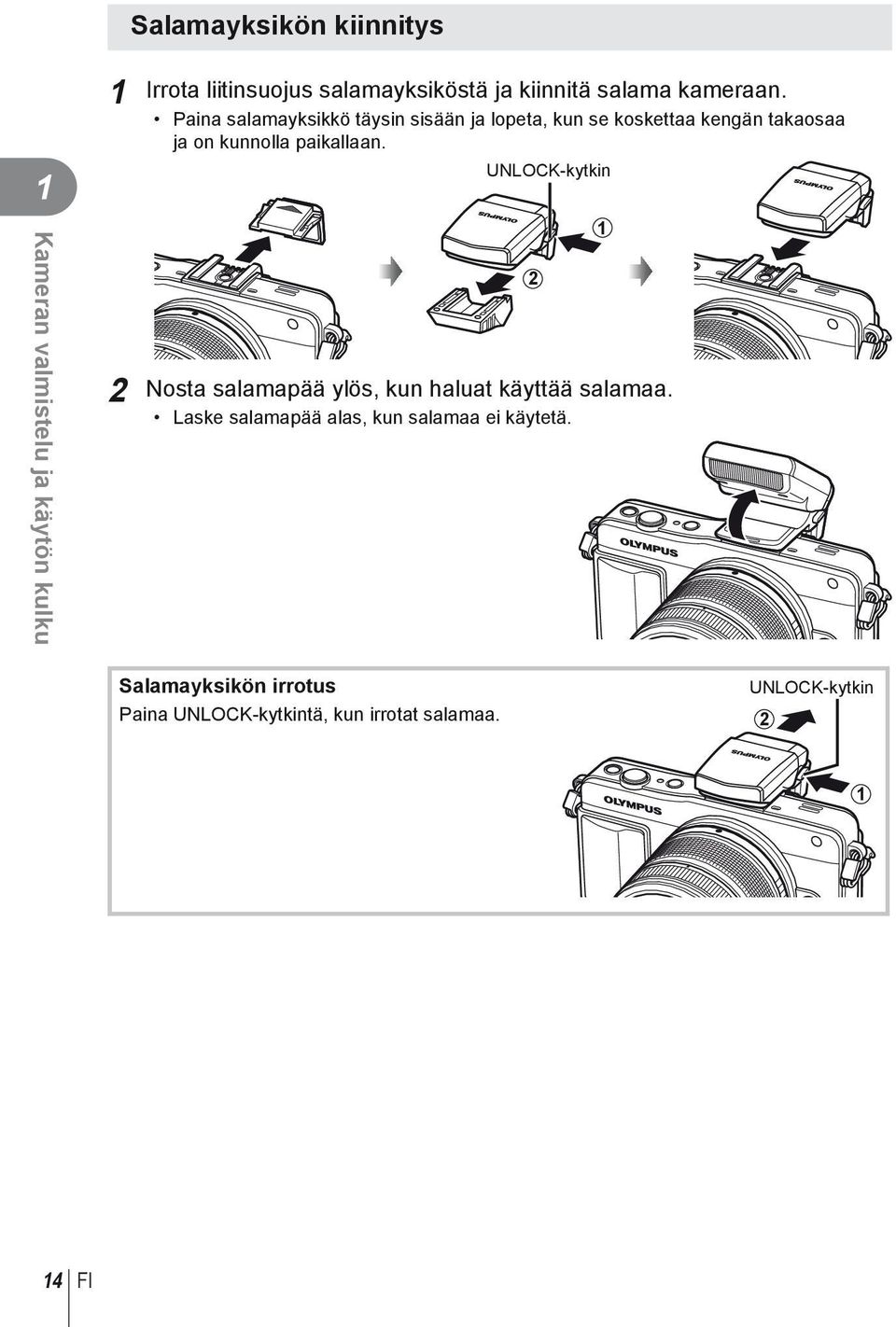 Paina salamayksikkö täysin sisään ja lopeta, kun se koskettaa kengän takaosaa ja on kunnolla paikallaan.