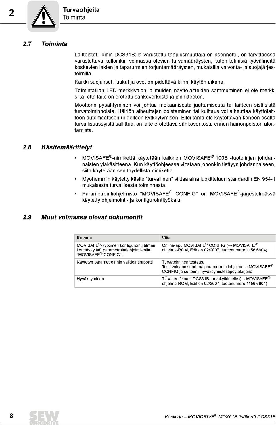 lakien ja tapaturmien torjuntamääräysten, mukaisilla valvonta- ja suojajärjestelmillä. Kaikki suojukset, luukut ja ovet on pidettävä kiinni käytön aikana.