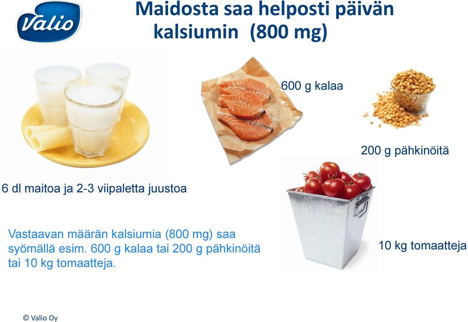 Vastaavan määrän kalsiumia (800 mg) saa syömällä esim.