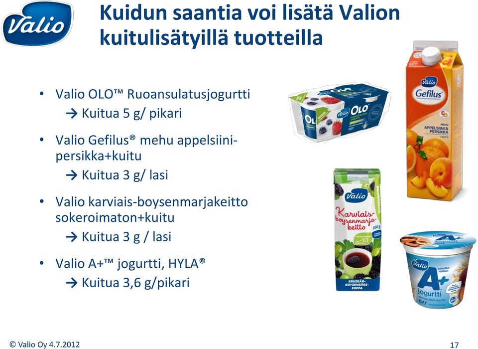 appelsiinipersikka+kuitu Kuitua 3 g/ lasi Valio