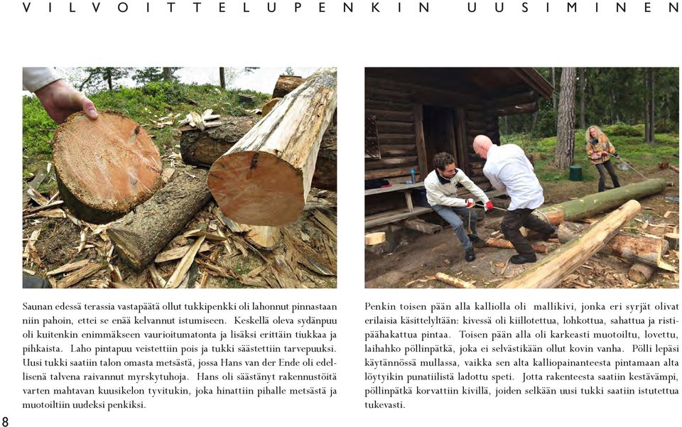 Uusi tukki saatiin talon omasta metsästä, jossa Hans van der Ende oli edellisenä talvena raivannut myrskytuhoja.