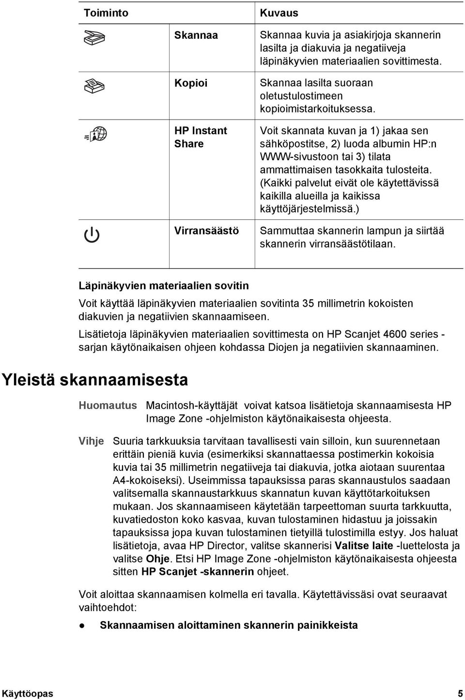 Voit skannata kuvan ja 1) jakaa sen sähköpostitse, 2) luoda albumin HP:n WWW-sivustoon tai 3) tilata ammattimaisen tasokkaita tulosteita.