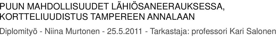TAMPEREEN ANNALAAN Diplomityö - Niina