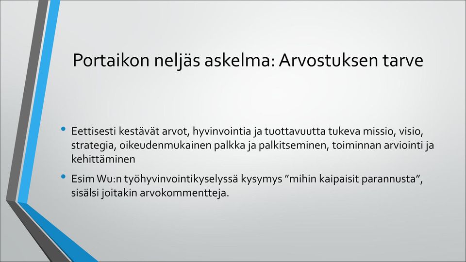 palkka ja palkitseminen, toiminnan arviointi ja kehittäminen Esim Wu:n