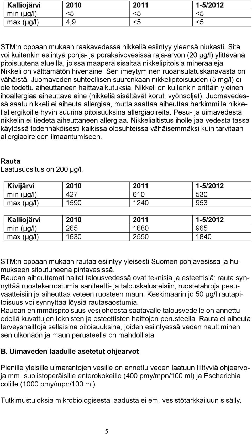 Sen imeytyminen ruoansulatuskanavasta on vähäistä. Juomaveden suhteellisen suurenkaan nikkelipitoisuuden (5 mg/l) ei ole todettu aiheuttaneen haittavaikutuksia.