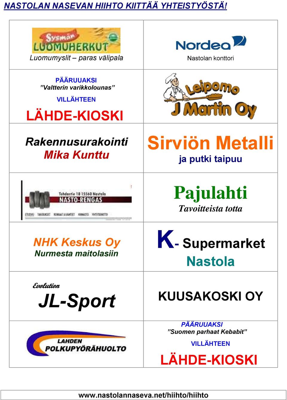 LÄHDE-KIOSKI Rakennusurakointi Mika Kunttu Sirviön Metalli ja putki taipuu Pajulahti Tavoitteista