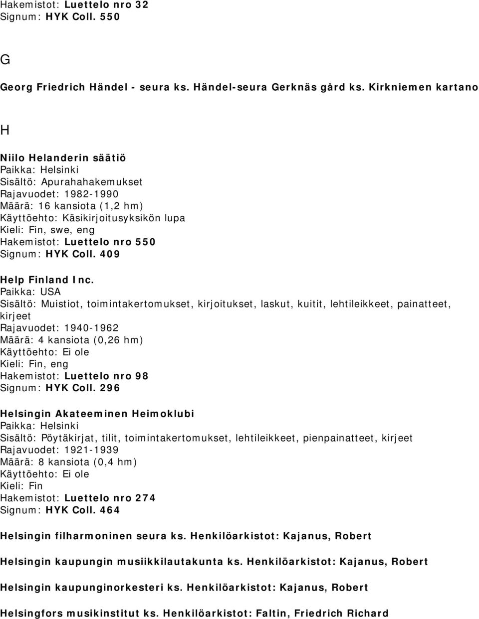 Signum: HYK Coll. 409 Help Finland Inc.