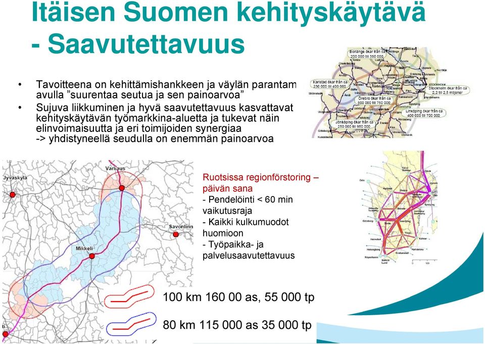 ja eri toimijoiden synergiaa -> yhdistyneellä seudulla on enemmän painoarvoa Ruotsissa regionförstoring päivän sana - Pendelöinti < 60