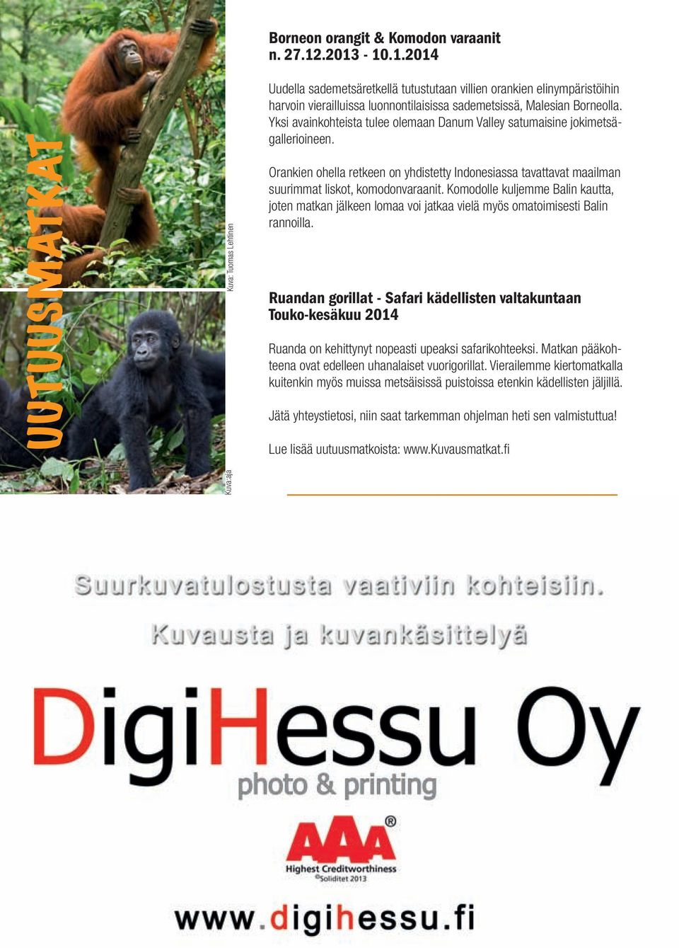 Yksi avainkohteista tulee olemaan Danum Valley satumaisine jokimetsägallerioineen. Orankien ohella retkeen on yhdistetty Indonesiassa tavattavat maailman suurimmat liskot, komodonvaraanit.