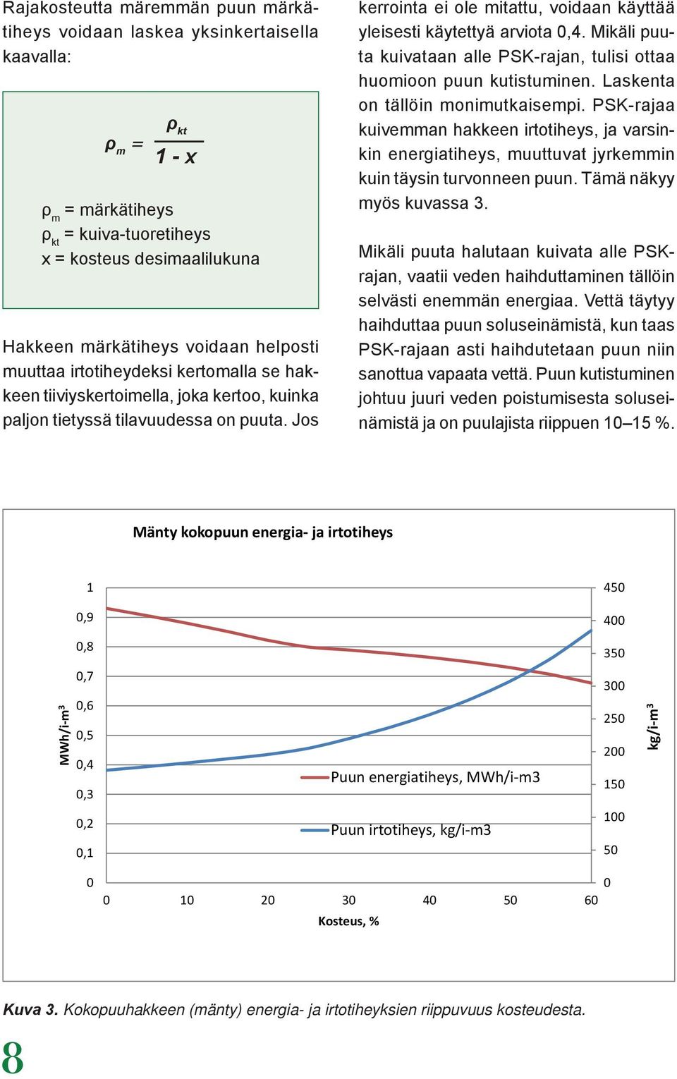 Jos kerrointa ei ole mitattu, voidaan käyttää yleisesti käytettyä arviota 0,4. Mikäli puuta kuivataan alle PSK-rajan, tulisi ottaa huomioon puun kutistuminen. Laskenta on tällöin monimutkaisempi.