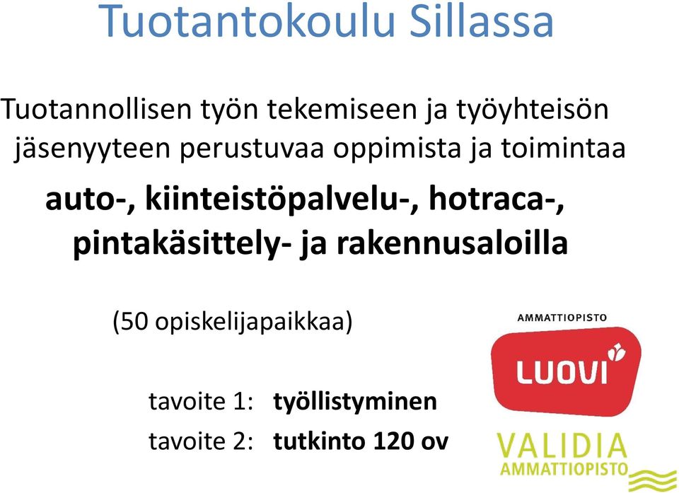 kiinteistöpalvelu-, hotraca-, pintakäsittely- ja rakennusaloilla