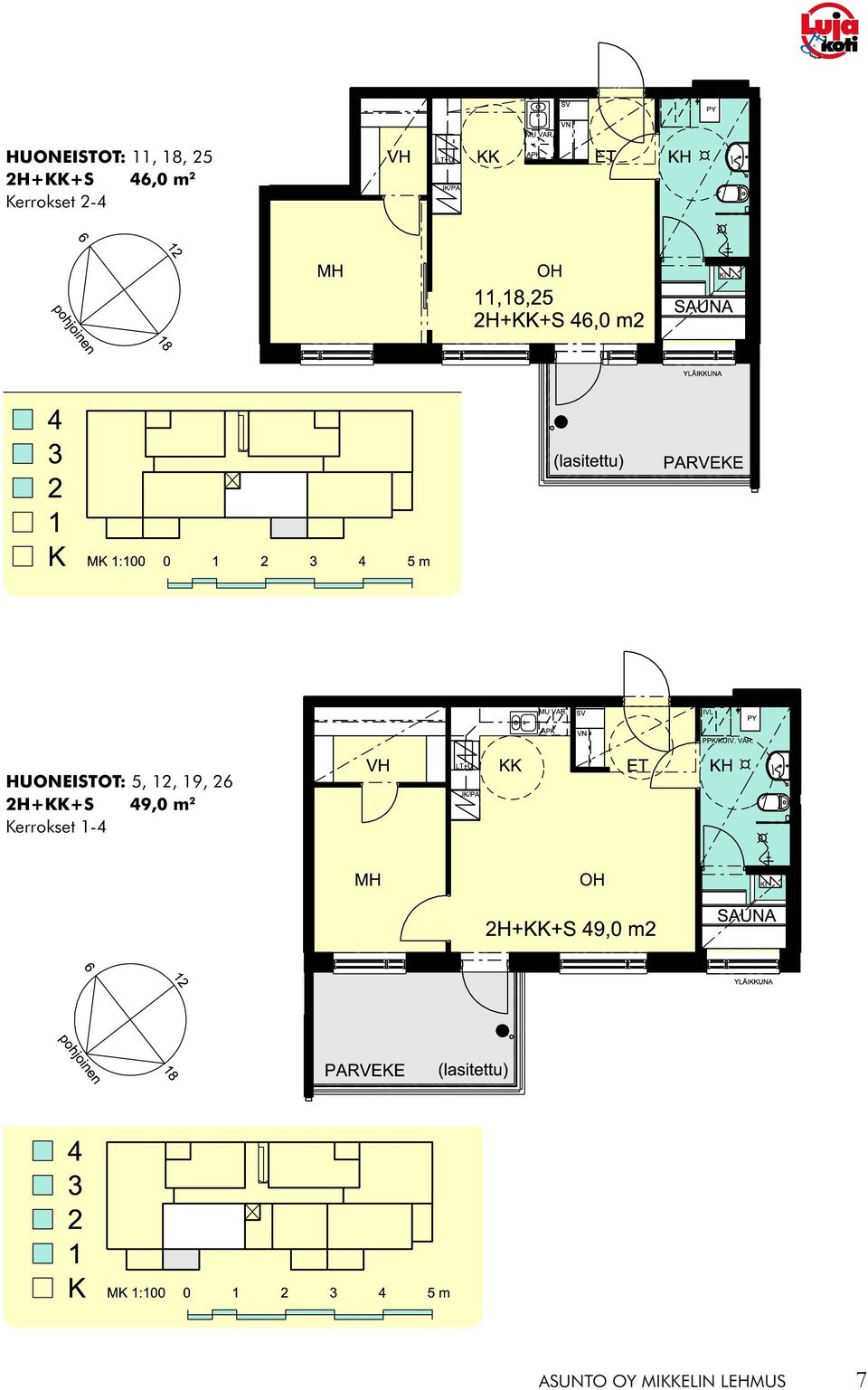 5, 12, 19, 26 2H+KK+S 49,0 m 2