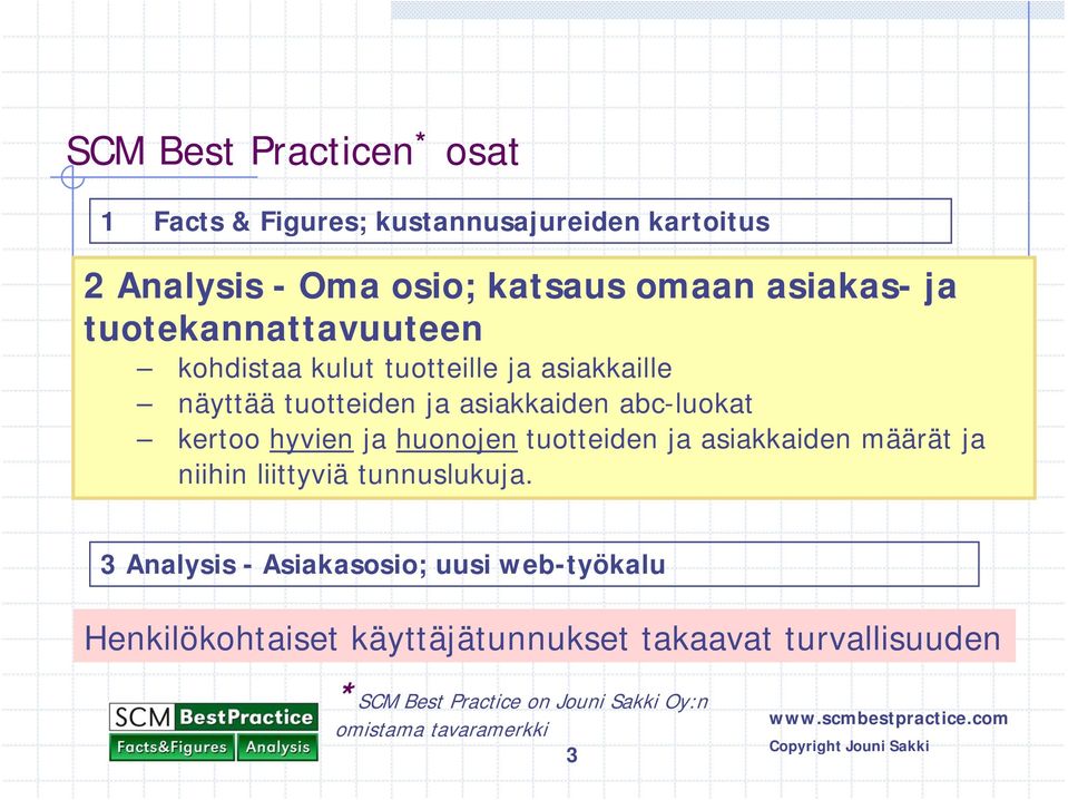 hyvien ja huonojen tuotteiden ja asiakkaiden määrät ja niihin liittyviä tunnuslukuja.