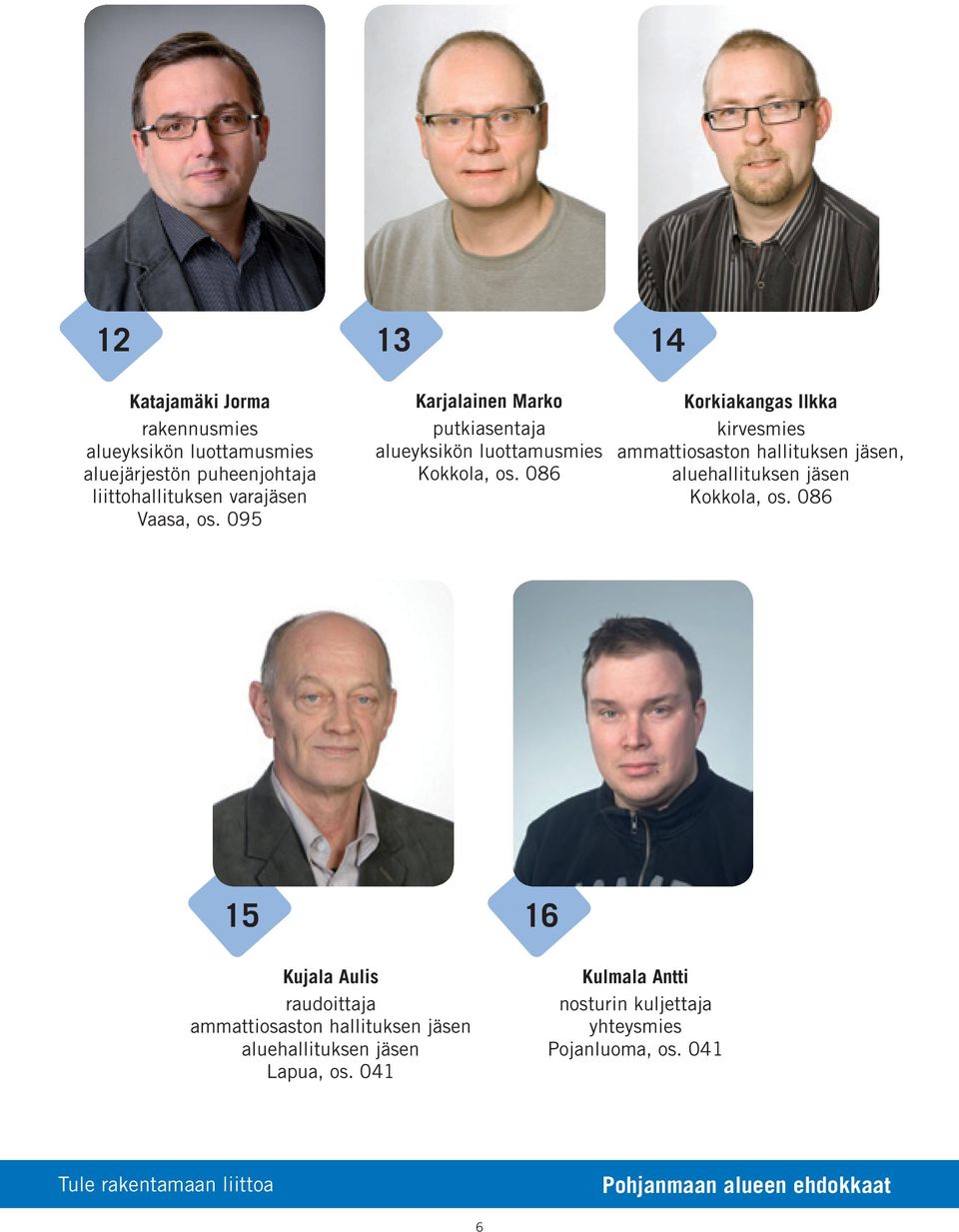 086 Korkiakangas Ilkka, Kokkola, os. 086 15 16 Kujala Aulis raudoittaja Lapua, os.