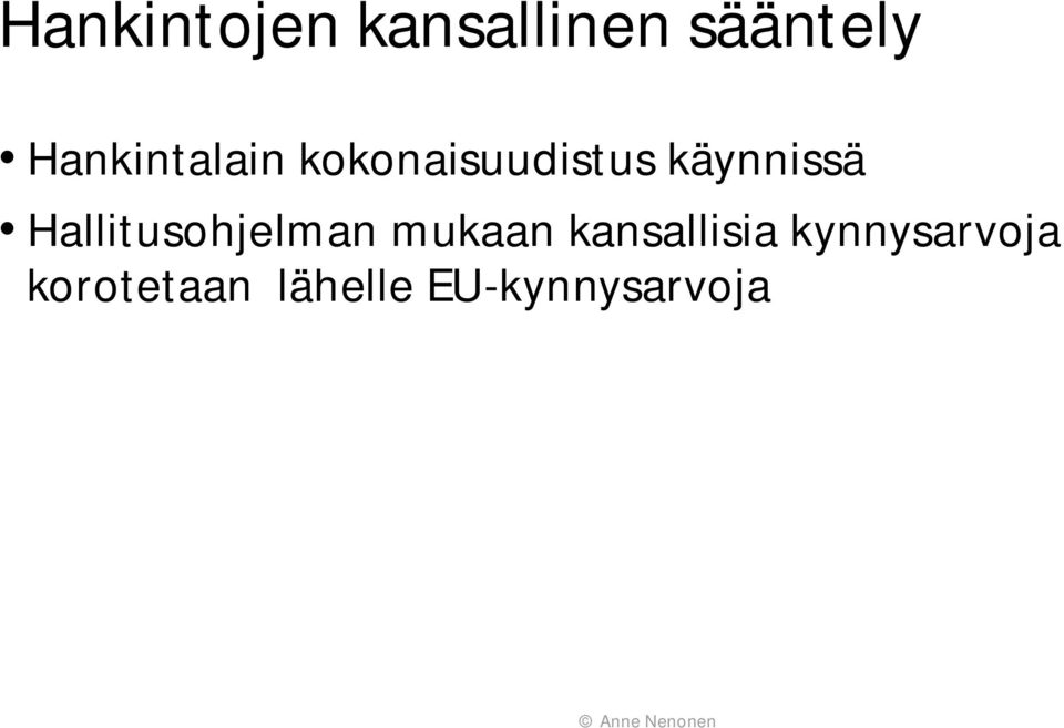 käynnissä Hallitusohjelman mukaan