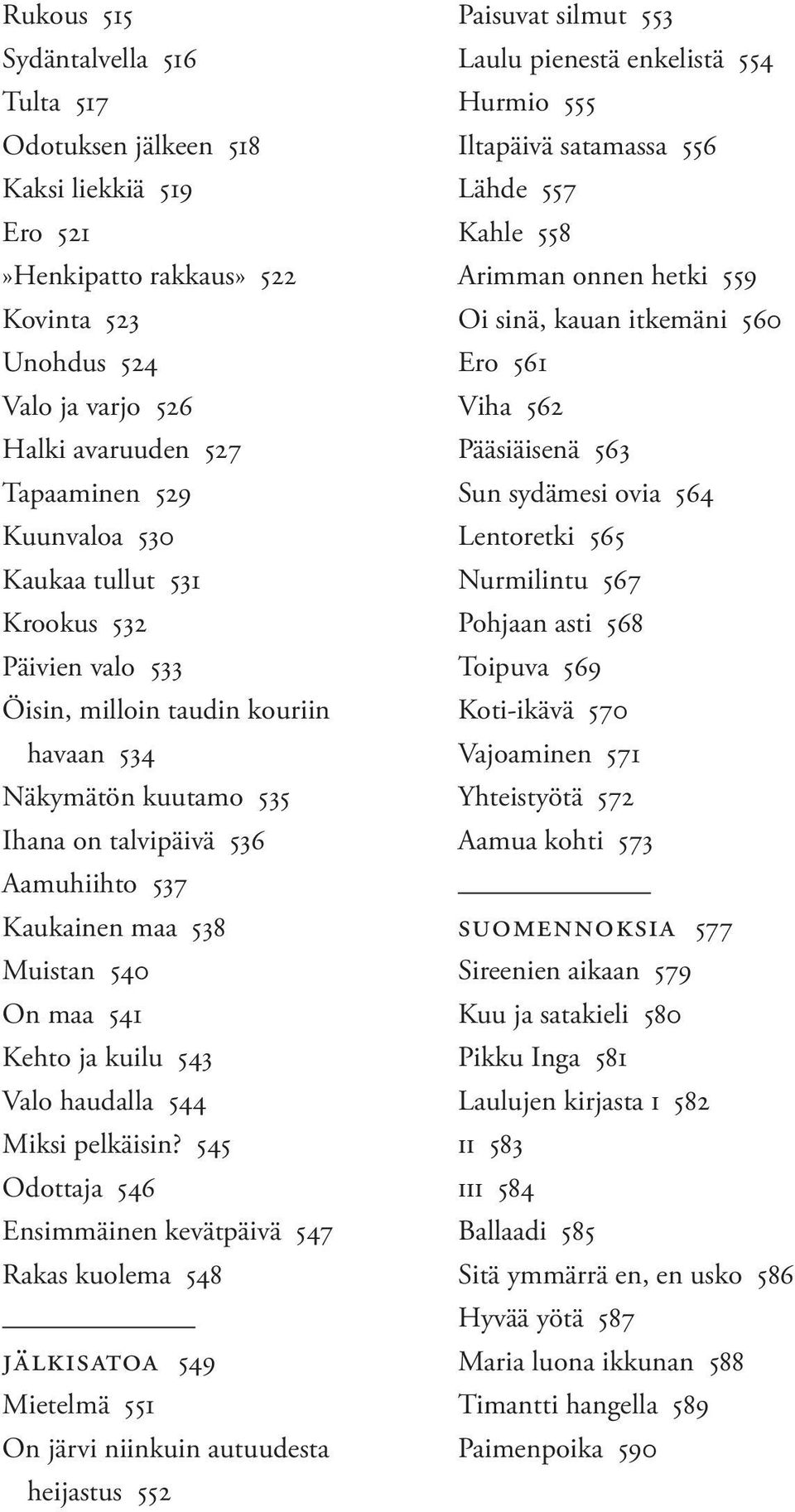 ja kuilu 543 Valo haudalla 544 Miksi pelkäisin?