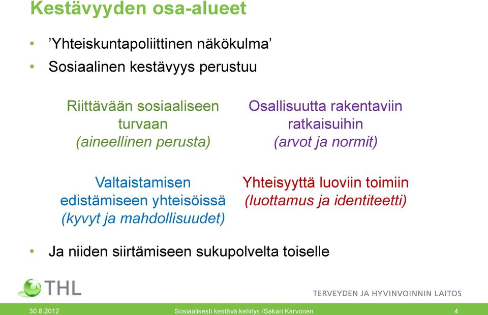 yhteisöissä (kyvyt ja mahdollisuudet) Osallisuutta rakentaviin ratkaisuihin (arvot ja