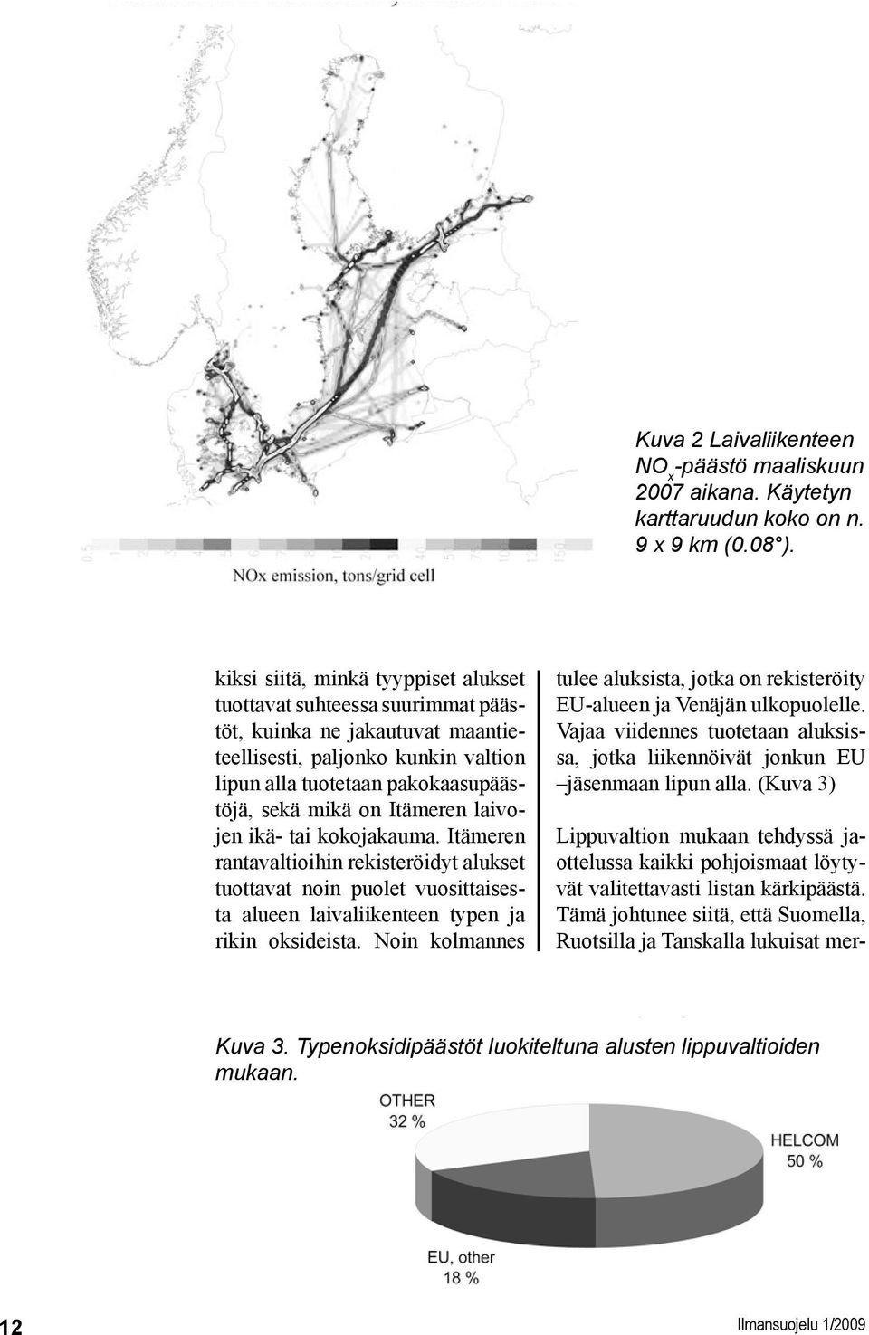 Itämeren laivojen ikä- tai kokojakauma. Itämeren rantavaltioihin rekisteröidyt alukset tuottavat noin puolet vuosittaisesta alueen laivaliikenteen typen ja rikin oksideista.