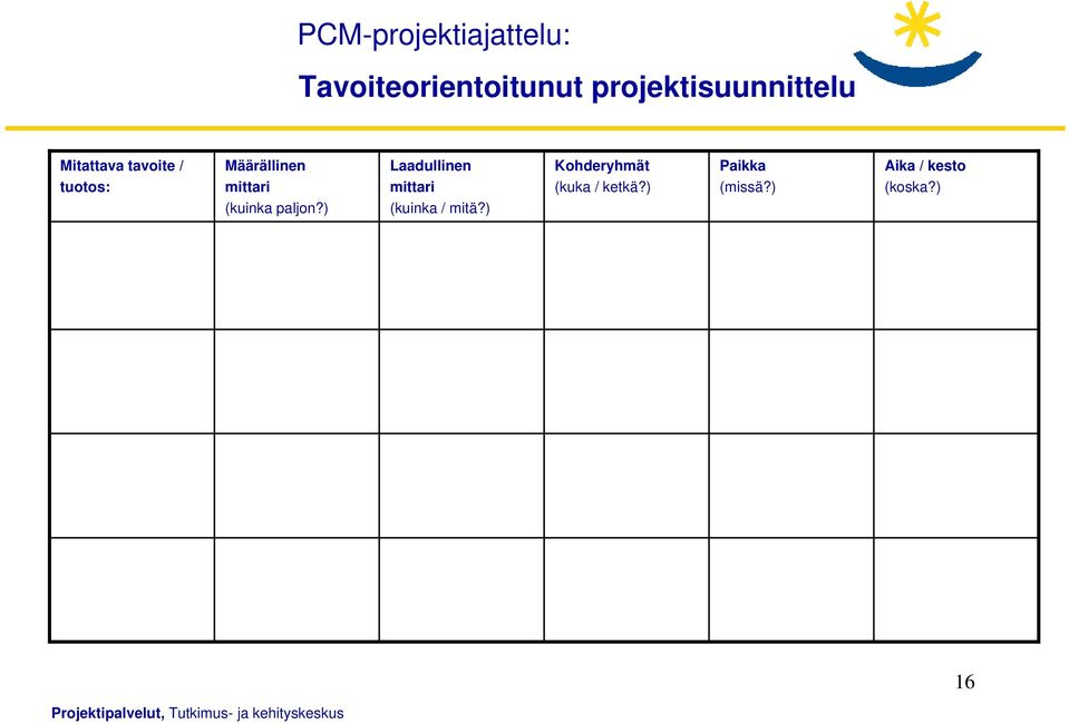 ) Laadullinen mittari (kuinka / mitä?