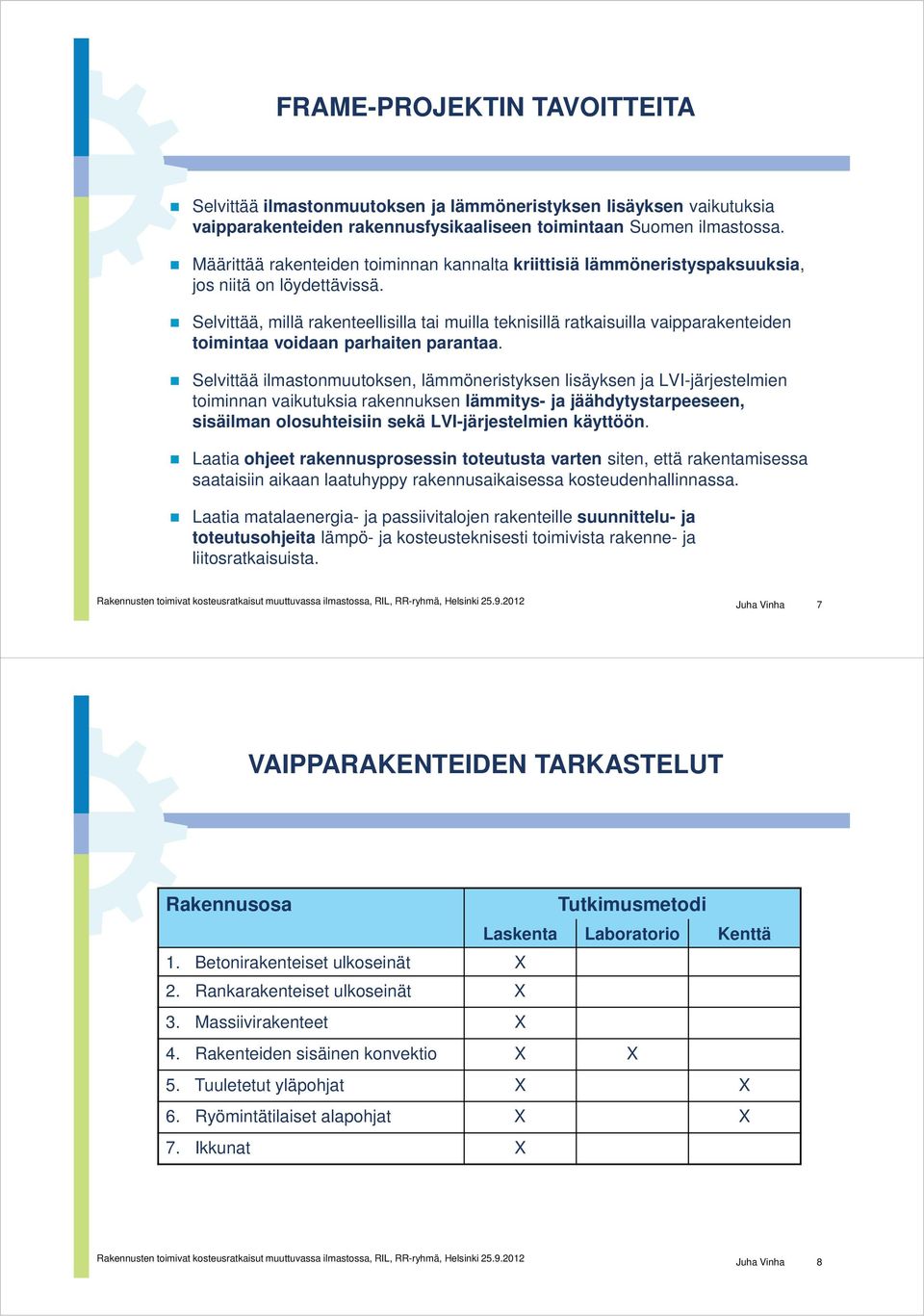 Selvittää, millä rakenteellisilla tai muilla teknisillä ratkaisuilla vaipparakenteiden toimintaa voidaan parhaiten parantaa.